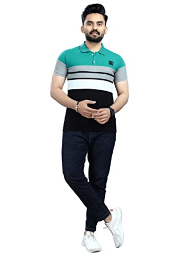DYRECTDEALS Men's Regular Fit Striped Polo T-Shirts