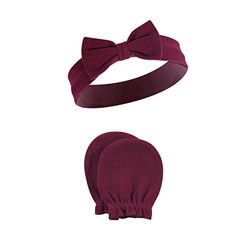 Hudson Baby Infant Girl Cotton Headband And Scratch Mitten Set Rose, 0-6 Months #TOP3
