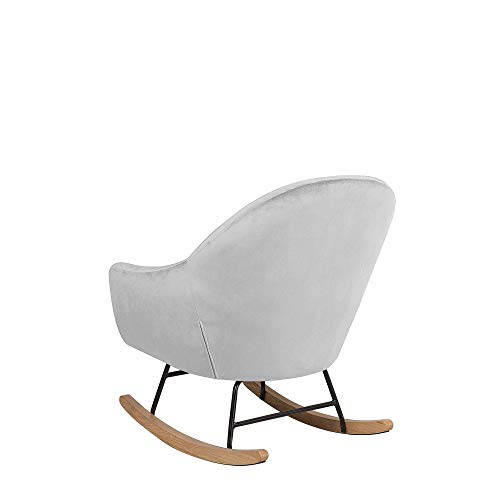 Beliani Modern Retro Rocking Chair Comfortable Padded Armchair Wooden Skates Grey Oxie - Image 6
