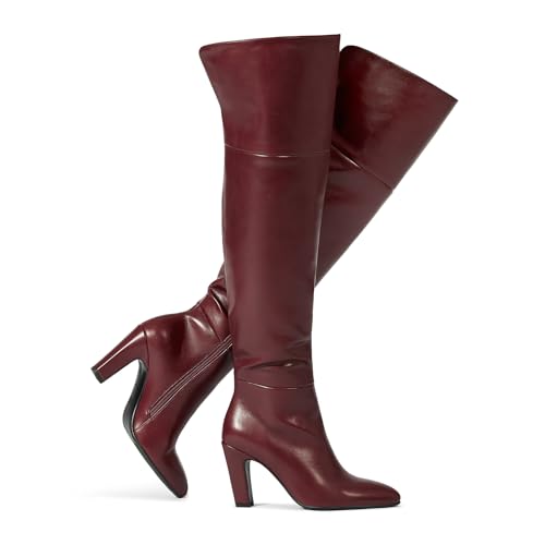Image of wetkiss Thigh High Boots for Women, Over the Knee Boots with Chunky Heel, Side Zipper, Wide Calf Design, Stylish and Comfy