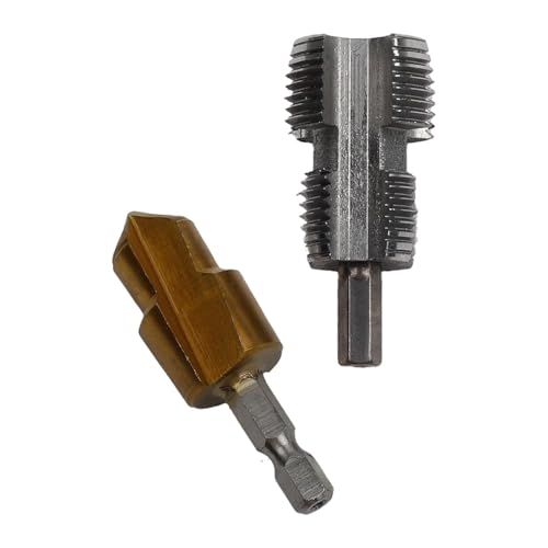 PPR - Herramienta abridor de roscas interna para tubos de plástico PVC - Broca escalonada de 4 puntos y 6 puntos con vástago hexagonal de 6,35 mm, compatible con 1/2