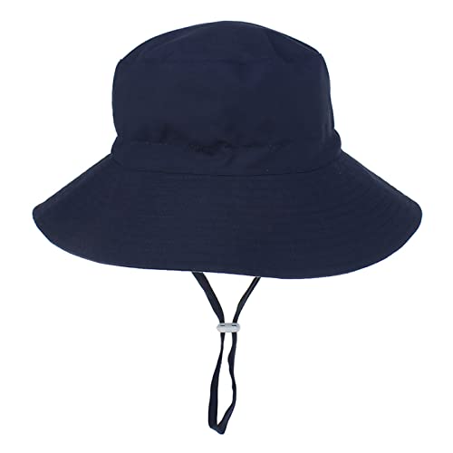 Aseniza Chapeau de Soleil Enfant Chapeau de Plage Bébé Unisexe Chapeau Bob Ajustable Jugulaire Chapeau Doux Anti-UV UPF 50 pour Plein Air Vacances Voyage Bleu Marine S Cover