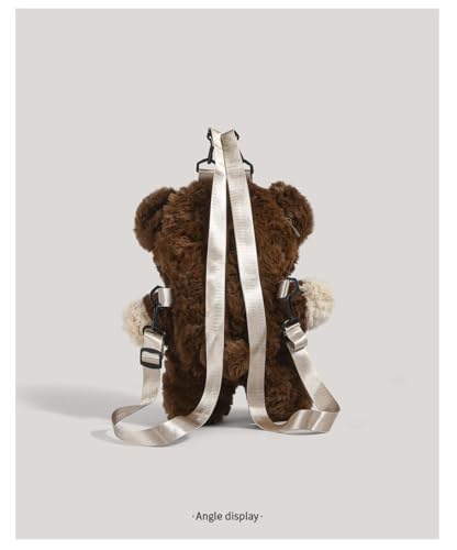 Image of Women Animal Teddy Bear Plush Backpack with Adjustable Straps (Bear Bag)