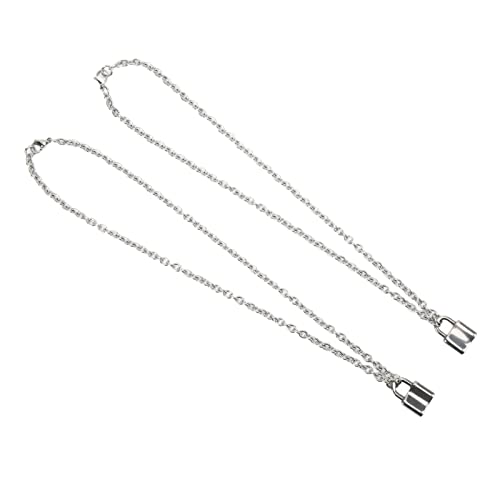 CFTGIW Collana con Lucchetto da 2 Pezzi, 50 Cm, Antiallergica, in Acciaio Inossidabile, con Lucchetto Personalizzato, Collana per Donne, Resistente e Non Resistente Al Materiale della in Acciaio