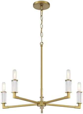 Minka Lavery 1457-695 Oro District Chandelier, 5-Light, 300 Total Watts, 24-in H x 19.25-in W, Soft Brass