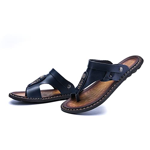 Men Sandals Genuine Split Leather Men Beach Sandals Men Casual Shoes Flip Flops Slippers Sneakers(44)2