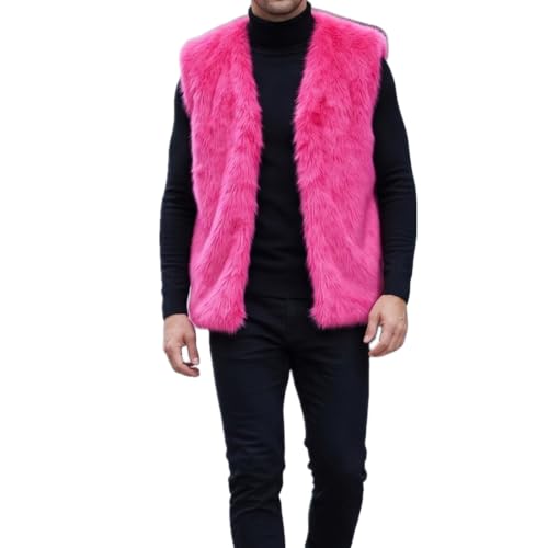 Image of Colf Men's Winter Sleeveless Faux Fur Vest Short Coat | Mens Faux Fur Jacket, Short Coat , Sleeveless Waistcoat, Winter Overcoat, Fluffy