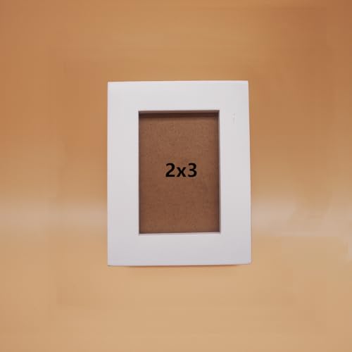 Image of 2x3 Picture Frames White. Solid Wood, Plastic Panel.The Protective Film Must be Removed.Window Opening 2x3 inch.