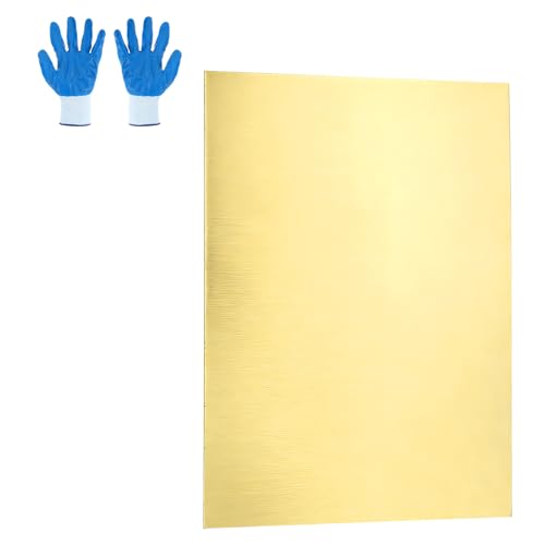 MECCANIXITY Brass Sheet, 4" X 6" 24 Gauge(0.5mm) Thickness H62 Brass Metal Plates Thin Metal Sheets with Gloves for Craft DIY Model Jewelry Electrical Repair Industrial, Pack of 1, Gold