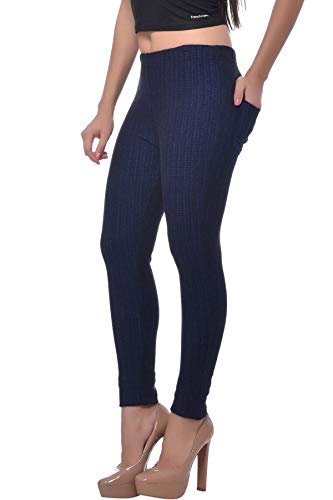 Image of Frenchtrendz Women's Cotton Spandex Jacquard Stretchable Slim Fit Jegging with Back Pockets