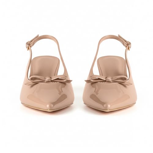 Image of MAVMAX Slingback Heels for Women Kitten Heels with Bow Pointed Close Toe Pumps Dress Party Heeled Sexy Wedding Shoes