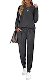Lounge Sets for Women Two Piece Sweatsuits Plain Tracksuits Sets Winter Grey L