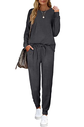 Lounge Sets For Women Two Piece Sweatsuits Plain Tracksuits Sets Winter Grey L #TOP11