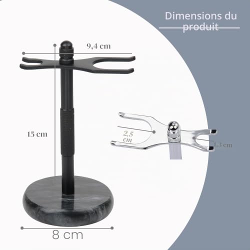GMYIAK Support pour rasoir et brosse, le support de rasoir avec base en marbre est plus stable, la base ne rouille pas et la distance de protection ajustée protège votre plan de travail, un cadeau – vue 2