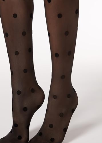 Woman's Flocked Dots Sheer 30 Denier Tights4