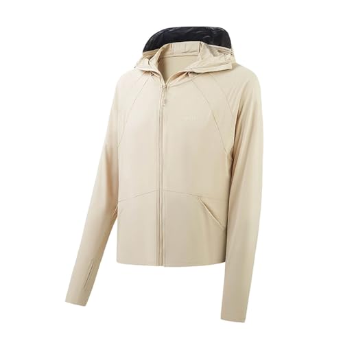 Generisch Chaqueta de protección solar para hombre, de secado rápido, ligera, para pesca, correr, protección solar, chaqueta de manga larga, para correr, senderismo, surf, camiseta deportiva, caqui
