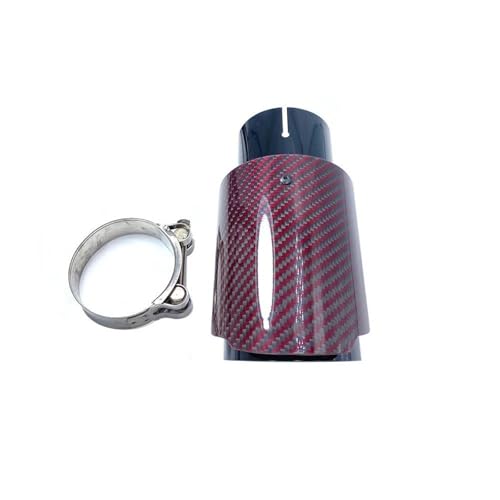 Tubo de escape de coche en fibra de carbono sarga roja y acero inoxidable de alta resistencia