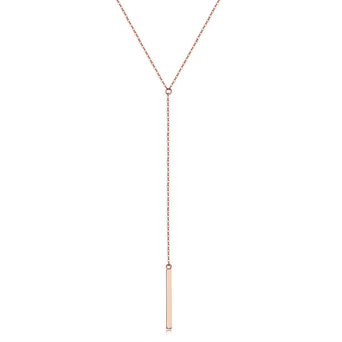 Metzakka Sterling Silver Lariat Necklace, Chic Minimalist Drop Bar Y Chain Necklace for Women
