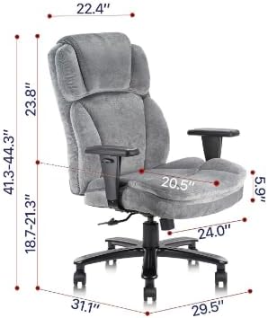 CLATINA Ergonomic Big and Tall Executive Office Chair with Upholstered Swivel 400lbs High Capacity Adjustable Height Thick Padding Headrest and Armrest for Home