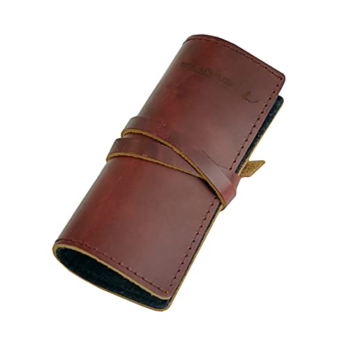 Leather And Wool Fly Fishing Wallet With Wool Felt Interior And Leather Tie Handmade In Usa Book Of Flies (Burgundy) #TOP2