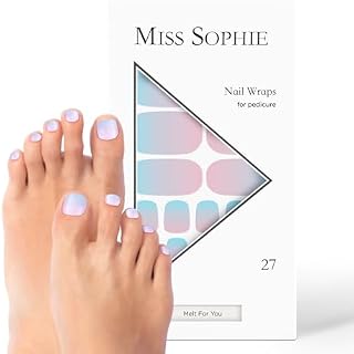 Oryginalne Miss Sophie Pedi Wraps I Melt For You Pedicure I 27 ultra-cienkich pasków lakieru do paznokci z gradientem kolorów I do paznokci stóp I trzymają się na naturalnych i lakierowanych, akrylowych, żelowych i