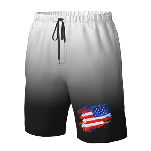 Mens Swim Trunks The USA Flag Board Shorts with Pockets,Breathable Fit Hawaii Beach Shorts Swimwear Bathing Suits,4
