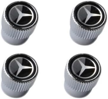 MERCEDES BENZ BLACK VALVE STEM CAPS COVER SET X4 OEM B66472002 GENUINE NEW OE