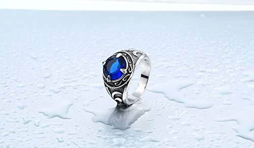 Anel Viking Masculino De Aço Inoxidável Com Pedra Azul Zircônia Design Antigo Vintage (30)