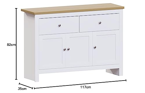 Vida Designs Arlington Sideboard, Buffet Table, Cupboard Cabinet (White & Oak, 2 Drawer 3 Door)