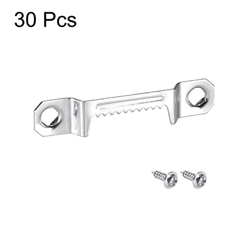 Image of uxcell Picture Hangers, 43mm Double Hole with Screws for Frame Hanging, 30 Pcs