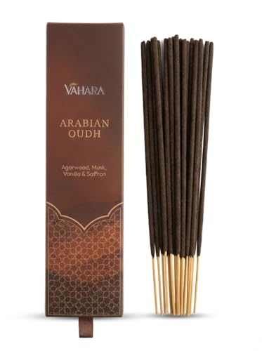 Vahara Arabian Oudh Masala Incense Sticks Rich Warm Woody Fragrance 100g Natural Hand Rolled Aromatic Incense for Meditation Relaxation and Home Fragrance