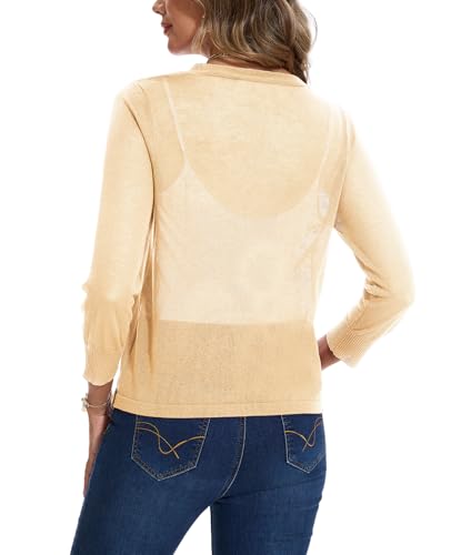 Image of MINTLIMIT Women's Tie Front Cardigan Casual 3 /4 Sleeve Bolero Shrug Knotted Lightweight Sheer Shrug Cardigan Sweater Top