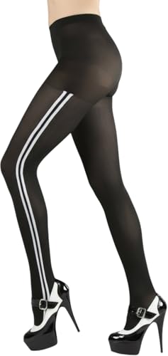 Image of ToBeInStyle Womens High Fashion Sheer Full Footed Vertical Stripe Tights