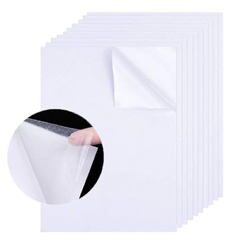 Kiuiom A4 Beidseitig Klebende, Doppelseitige Klebeblätter, Doppelseitige Klebefolie, 10PCS Klare Doppelseitige Klebeband Selbstklebendes Klebeband Sandwich-Schicht Doppelseitenband für DIY Handwerk