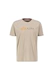 alpha industries t-shirt alpha label da uomo, vintage sand, xl