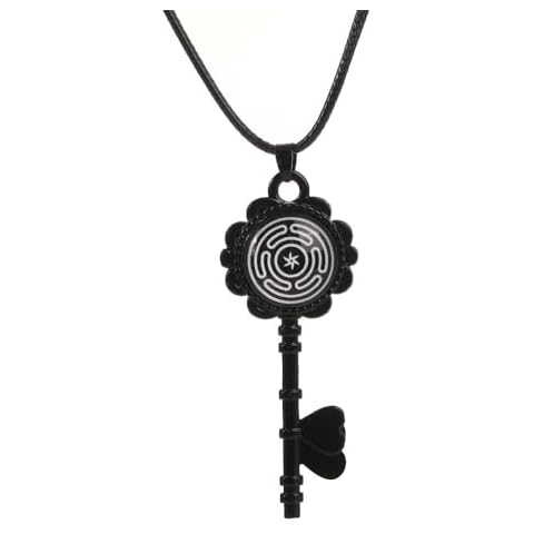 NIGHTCRUZ Hecate Wheel Key Necklace, Round Glass Key Pendant, Witchcraft Amulet Necklace for Men Women Cover