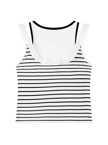 Image of Girls Tank Tops Summer Sleeveless Camisole Vest Stripes and Bows Cute Shirt for 6-16years