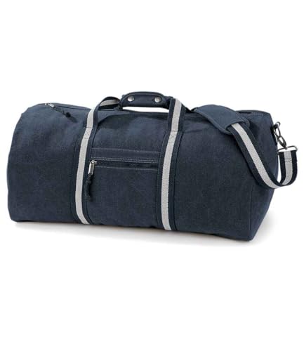 Image of COOZO Unisex Vintage Canvas Holdall Duffel Bag with Shoulder Strap - Vintage Oxford Navy - One Size