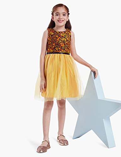 Image of A.T.U.N. (All Things UBER Nice) Girl's Skater Knee Length Embroidered Sleeveless Stylish Party Dress