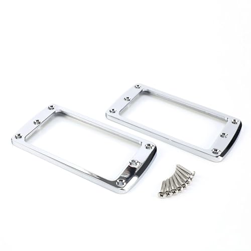 OVSAL 2 PCS Metal Electric Guitar Humbucker Pickup Ring Neck and Bridge Pickup Frame Mounting Flat...