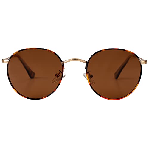 Kursan Small Round Metal Polarized Sunglasses for Men Women Mirrored Lens Classic Circle Sun Glasses