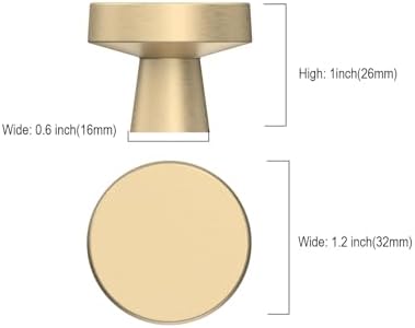 KNOKLOCK Brushed Gold Round Cabinet Knobs 2 Pack - 4
