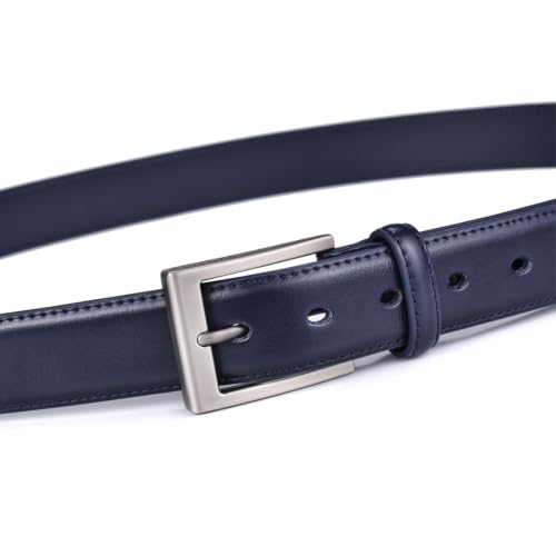 Image of beltox fine Men's Casual Leather Jeans Belts 1 1 /2 inch Wide 4MM Thick Alloy Prong Buckle Work Dress Belt for Men