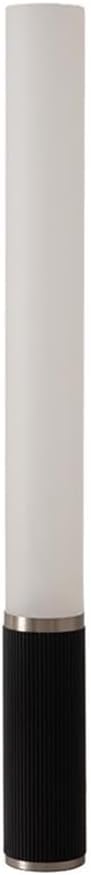 Pemberly Row Tambo Cylindro 60" Accent Floor Lamp, Black Oak Base, Satin Nickel Finish, Vertical Tambour Wood Slats, Frosted Acrylic Diffuser, Mid-Century Style Lighting for Living Room, Bedroom,