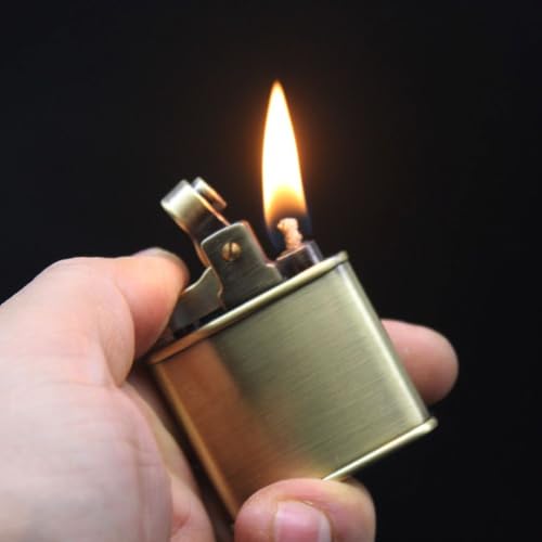 Image of Smoke King Vintage Retro Classic HY695 Gold Trench Lighter | Refillable Kerosene CAM Ignition Lighter | Stainless Steel Windproof Pocket Lighter