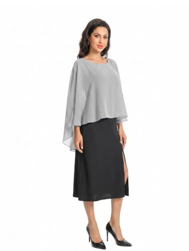 Image of Baoqiya Chiffon Capes Sheer Capelets Long Cape Poncho For Women Plus Size