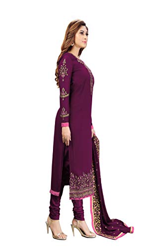 Image of TRENDMALLS Women's Georgette Embroidery Salwar Suit Set Kurta Pant with Dupatta