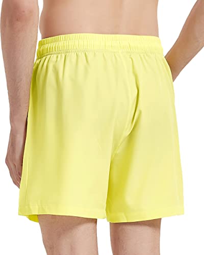 Atlaslava Men's Swim Trunks Quick Dry With Mesh Lining Plain Swimwear Bathing Shorts Beach Suits Yellow #TOP2