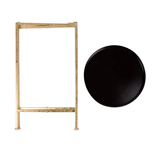 Kate And Laurel Celia Round Metal Foldable Tray Accent Table, Black With Gold Base #TOP2