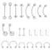 22pcs 14G 16G 18G 20G Clear Flexible Bioplast Retainer Navel Belly Ring Eyebrow Tongue Nipple Barbell Nose Lip Labret Stud